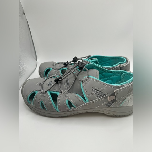 Eddie Bauer Sandals Womens 9 Shoes Mary Gray Bump Toe Slip On Bungee Strap - Picture 5 of 7